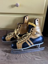 Ancien Patins à Glace en cuir vintage Silvretta Made In Tchécoslovaquie