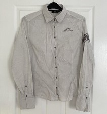 HV Society Polo Blouse Shirt Size 16 40” Bust Logo Embroidered Long Sleeve Dots