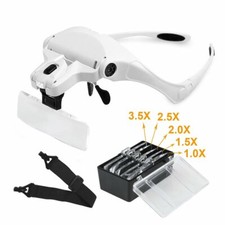 Magnifying Glass Lens LED Light Lamp Visor Head Loupe Jeweler Headband Magnifier