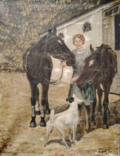Belle Huile Sur Toile Chevaux