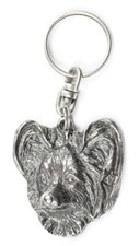 Papillon, Épagneul nain continental papillon - Pendentif chien argenté, décorati