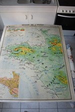 ANCIENNE CARTE SCOLAIRE MURALE