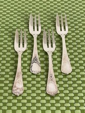 Wirths WIF27 Silverplate 4 Dessert Forks Plume Scrolls 100 Flatware - 6 1/4"