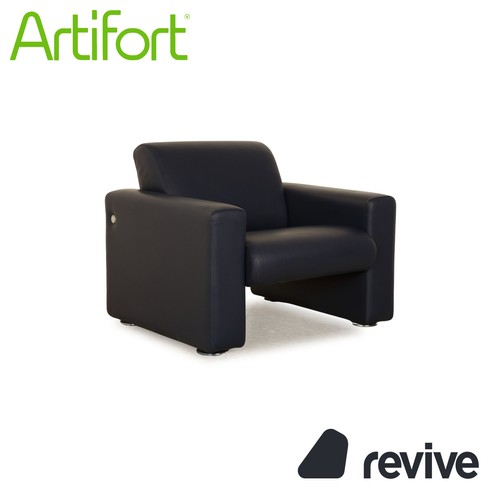 Fauteuil cuir artifort - cuir, bleu