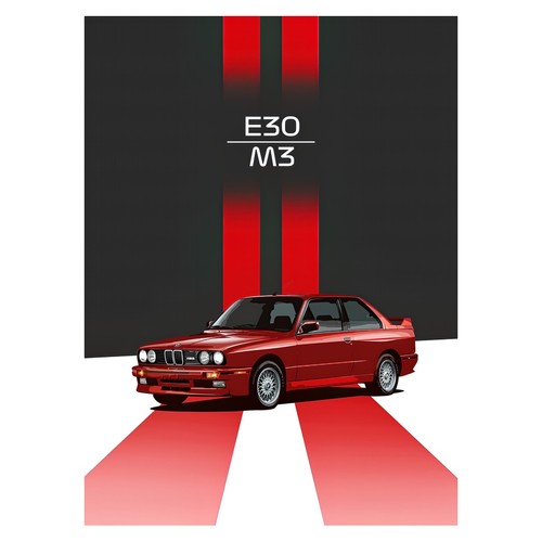 Affiche rétro e30 rouge - affiche, m3