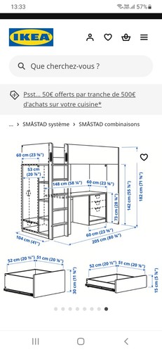 Ensemble lit mezzanine blanc - lit,