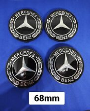 4 Caches Moyeu logo Mercedes new noir Jante Centre De Roue 68mm Support Noir 