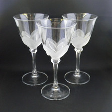 J.G. Durand Cristal D'Argues Crystal Tulip Frosted Wine Glasses X3 France