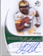 joe webb rookie auto autograph alabama birmingham uab blazers college spa #/599