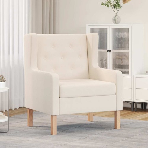 Fauteuil tissu blanc crème - tissu,