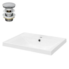 Lavabo en céramique blanc avec garniture de vidage et trop-plein 510x415x155 mm