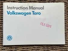VW TARO OWNERS INSTRUCTION MANUAL DRIVERS HANDBOOK PICK UP TRUCK 1989 PRINT.