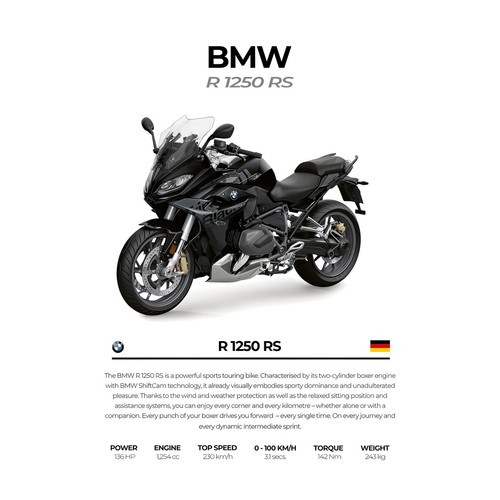 Affiche moto bmw 1250 - moto, |