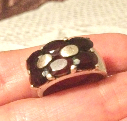 Grosse bague ancienne grenat - grosse,