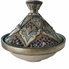Moroccan Ceramic Bowl with Lid Tajine from Fez Polychrome Fes Naji