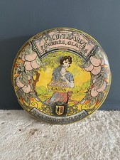 Antique Metal Box Prunes D'Agen Collection Art Deco Advertising Round