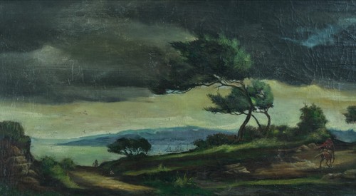 Tableau ancien cavalier - , dans