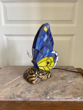 Ancien Lampe Papillon Vitrail Vitraux Style Tiffany Vintage 1970