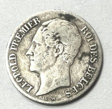 Piece 20 Centimes 1853 Belgique 🇧🇪 Leopold I Argent REF80179