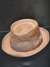 A. Cambini Firenze Borsalino 50s/60s Straw Fedora 22" Circumference