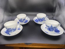 Vintage Set Of 4 Royal Copenhagen Blue Flower Demitasse Cups And Saucers 10 1549