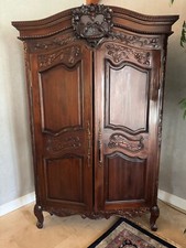 Large Antique Armoire Carved Floral Patterns
