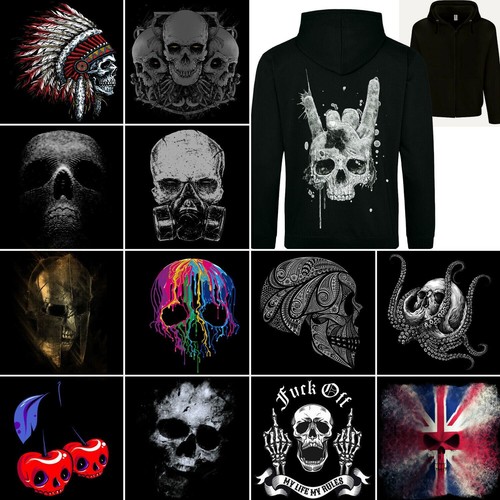 Hommes crâne zoodie fermeture - hommes,