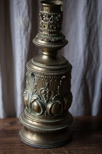 Antique metal kerosene lamp - metal,