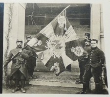 STEREOSCOPIC PHOTO WAR 14-18 FRANCE TAKEN GERMAN FLAG