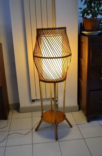 Lampadaire rotin bambou style