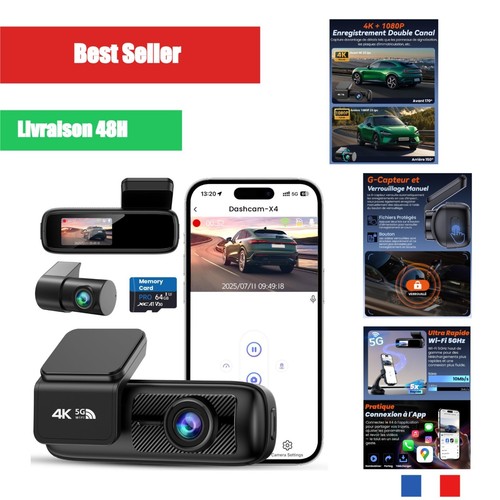 Dashcam voiture avant - dashcam, 4k
