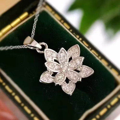 Collier fleur argent - fleur, zirconium