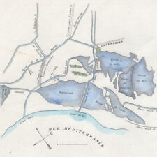 Marine Sketch of the Surroundings of Aigues Mortes - Original Engraving 19th Century