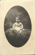 Vintage Kid Fur 1920s Lace Sitting on a Fur Mat Child Photo Card