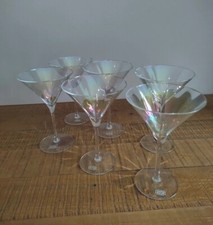 Lot of 6 Handmade Martini or Cockail Glasses in Krosno Poland - Vintage