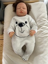 Realistic Doll Newborn Baby Reborn Sleeping Brown Hair Pajamas 1kg 49cm