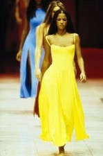 Gianni Versace 1993 S/S Couture Yellow Split Dress Size 8 US