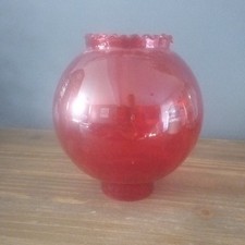 ANTIQUE RED GLASS LAMP SANCTUARY NIGHT LIGHT ALTAR CHURCH BLOW HAND