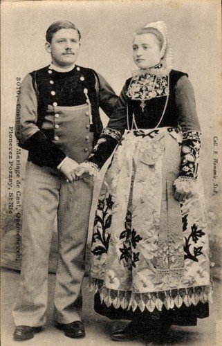 Postcard costume mariage de - mariage,