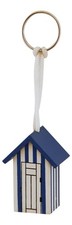 Keychain - Beach Changing Room Wooden/Metal Pendant 11.5 x 3.5cm BLUE/WHITE