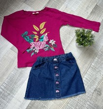 DPAM 3/ 4 Ans Fille : t shirt zèbre + jupe Jean Arcs En Ciel