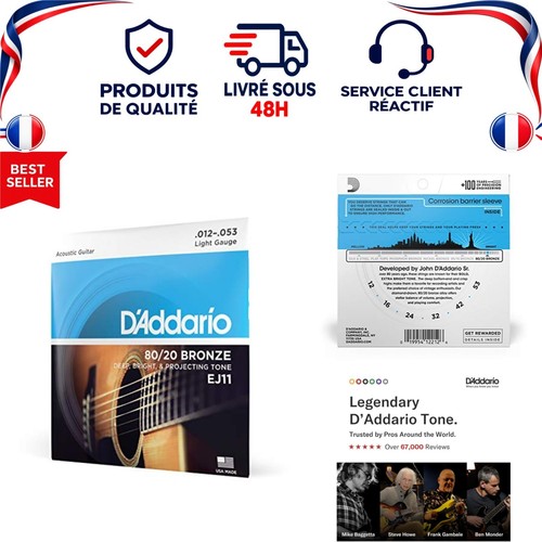 Addario ej11 cordes guitare - d'addario,