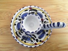 Bougeoir faïence bleue de Deruta - Peint à la main
