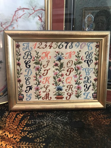 Tableau abecedaire cadre dore - tableau,