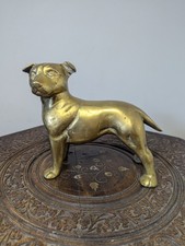 Very Heavy Collectable Brass Staffordshire Bull Terrier Dog Large Unique