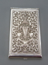Antique Solid Silver Elephant Cigarette Case, Asia, Initials R.L.