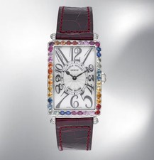 Franck Muller Long Island en Acier W/Arc-en-Ciel Pierres, Réf. 952 Qz Avec