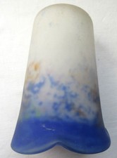 Tulip ART DECO shade glass paste marmoreal blue signed NOVERDY France