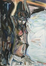 ORIGINAL acrylique crucifixion Jésus peinture figurine bureau bedroom nu signe de nu 