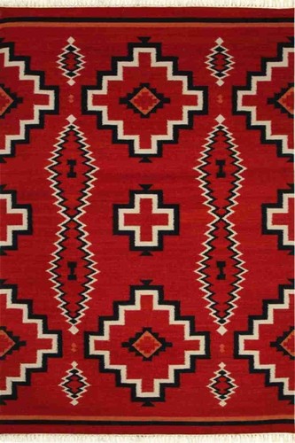 Tapis laine navajo rouge - tapis,